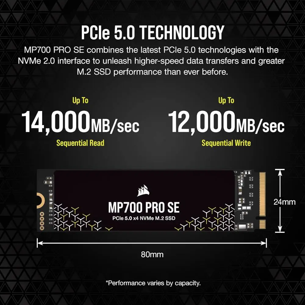 Диск SSD Corsair MP700 PRO SE 4TB M.2 2280 NVMe PCIe 5.0 x4 - CSSD-F4000GBMP700PNHS 