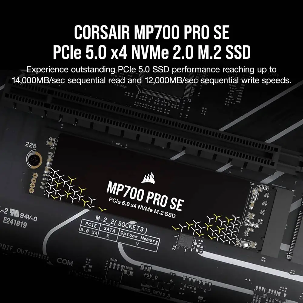 Диск SSD Corsair MP700 PRO SE 4TB M.2 2280 NVMe PCIe 5.0 x4 - CSSD-F4000GBMP700PNHS