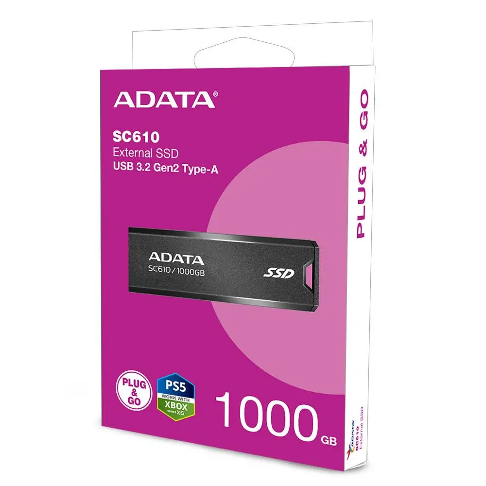 Външен диск Adata SSD SC610 1TB USB 3.2 Gen2 Red - SC610-1000G-CBK/RD