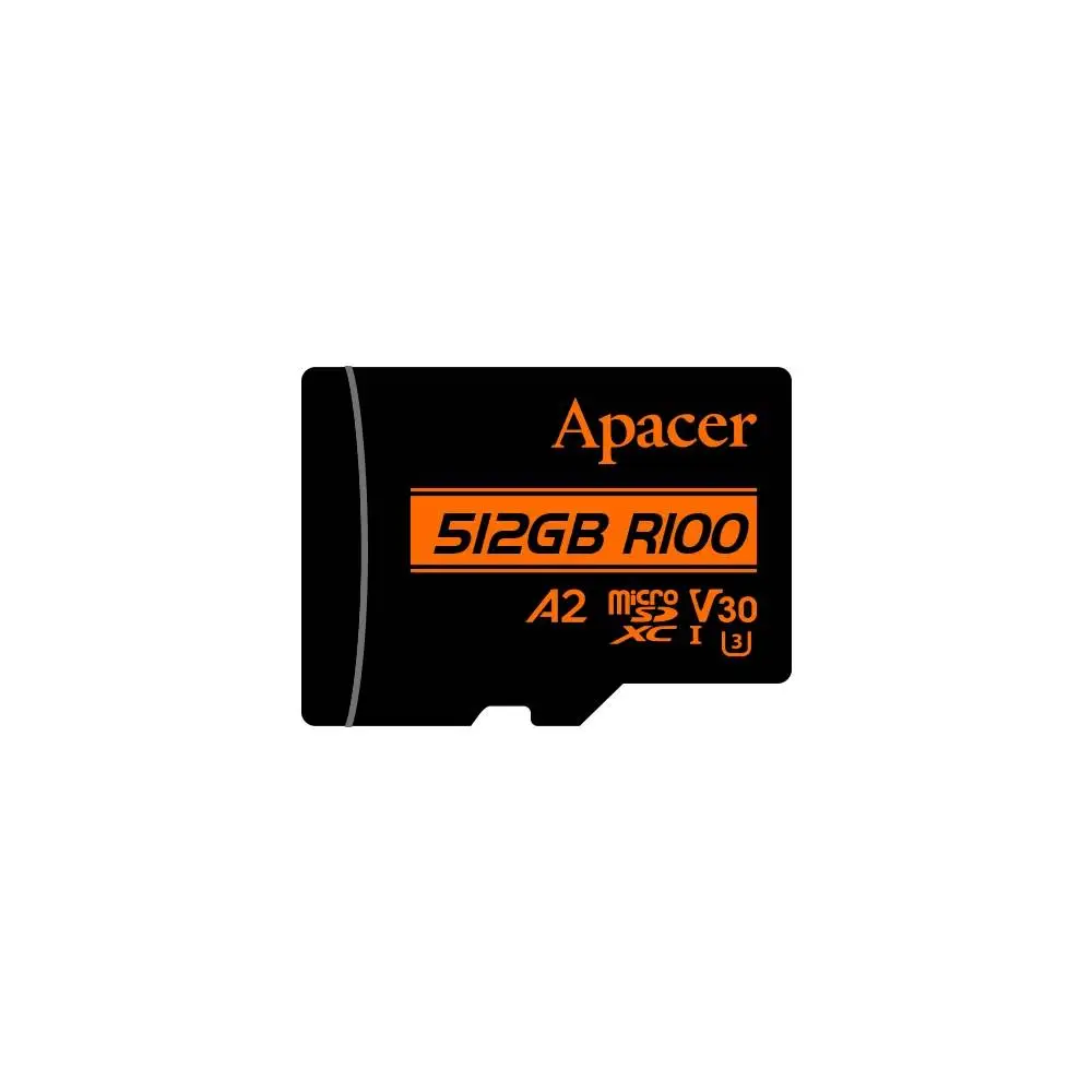Карта памет Apacer microSDXC 512GB UHS-I U3 V30 A2 Class 10, Adapter - AP512GMCSX10U8-R