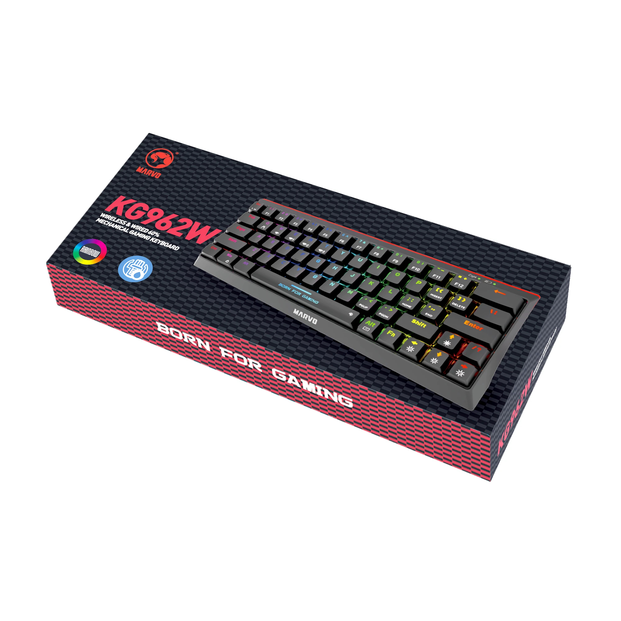 Геймърска mehani`na клавиатура Marvo Hecate 61WR Black - KG962W-R - Bluetooth 5.0, 63 keys