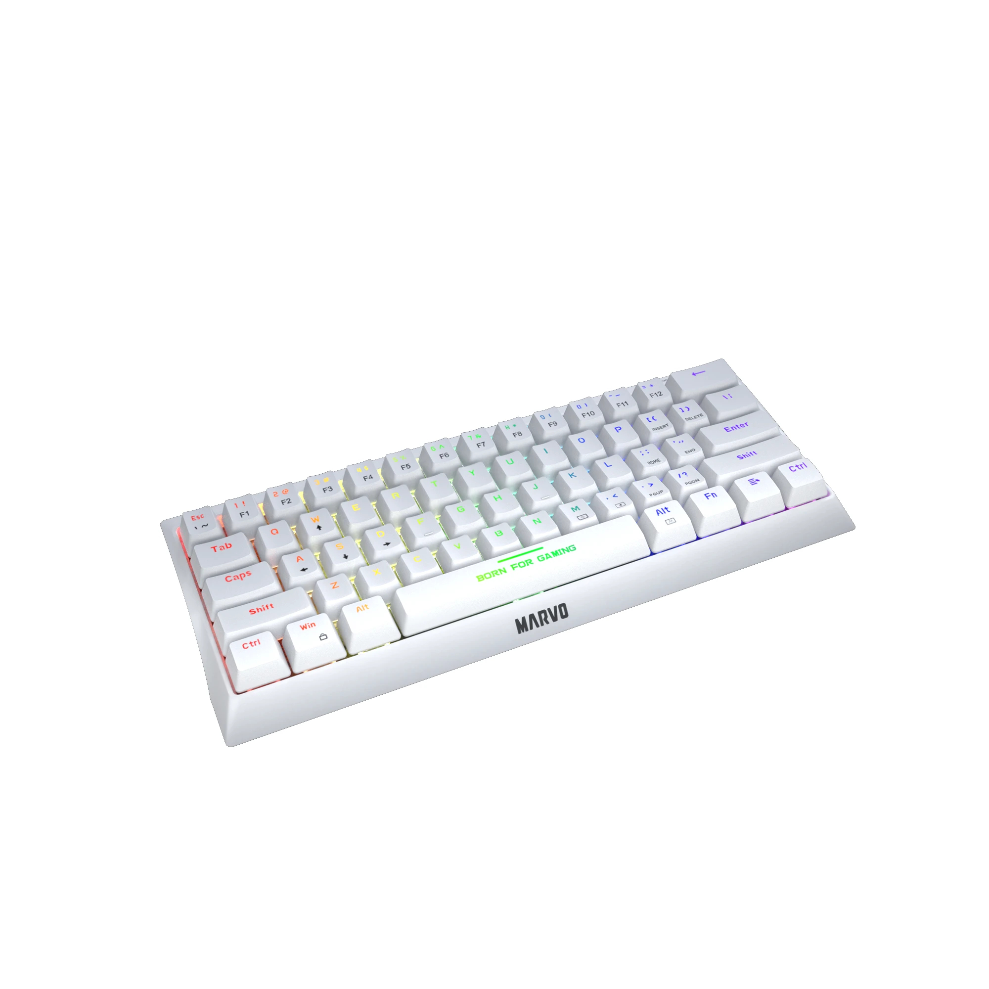 Геймърска клавиатура Marvo Hecate 61R WH - KG962G White - RED switches, RGB
