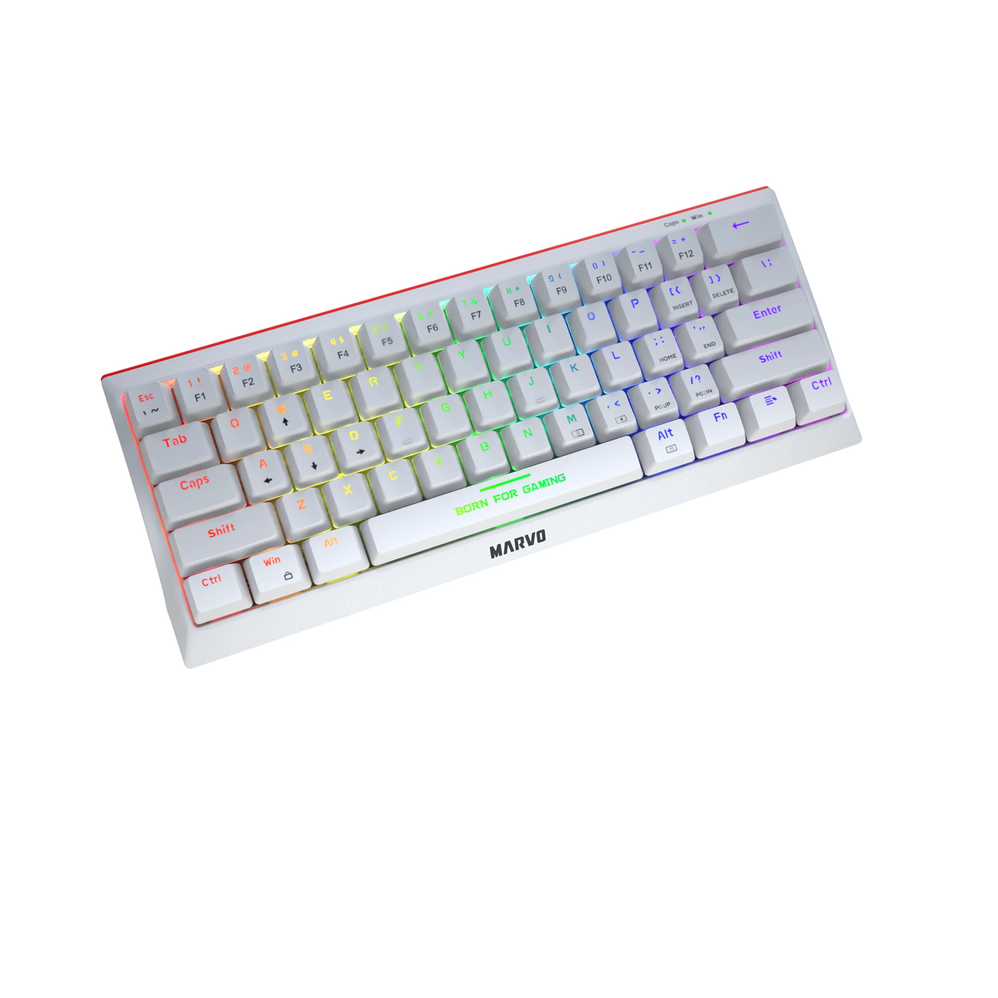 Геймърска клавиатура Marvo Hecate 61R WH - KG962G White - RED switches, RGB