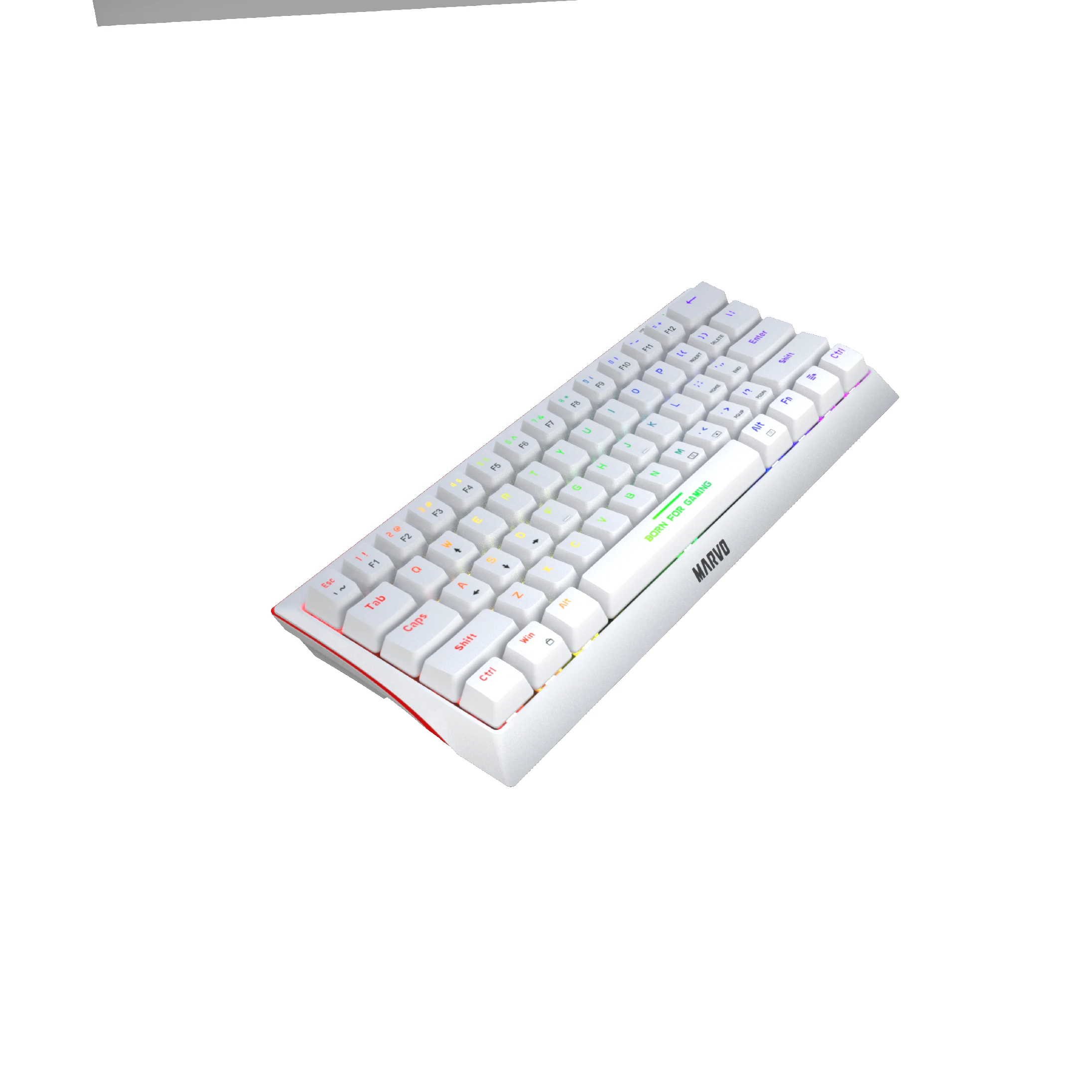 Геймърска клавиатура Marvo Hecate 61R WH - KG962G White - RED switches, RGB