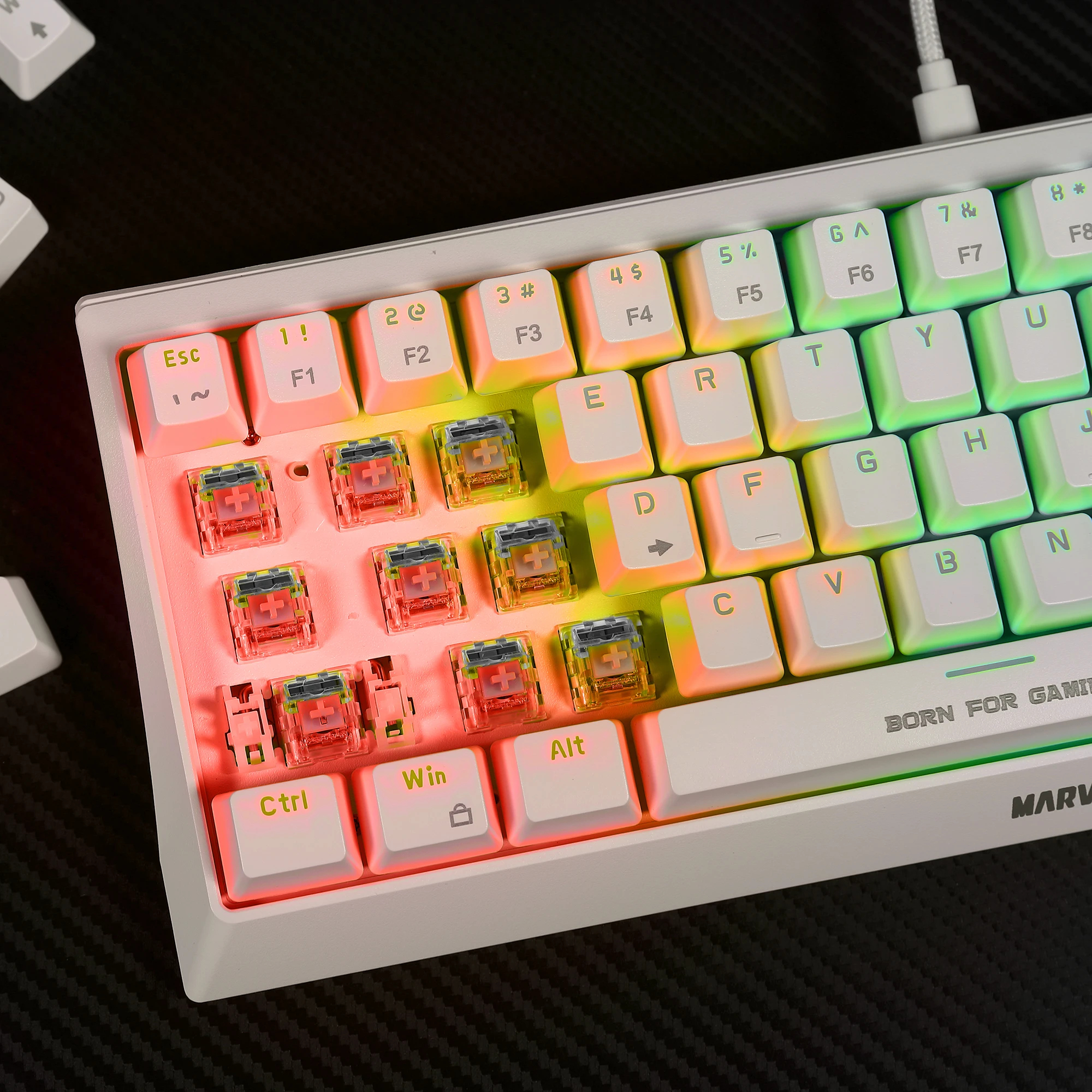 Геймърска клавиатура Marvo Hecate 61R WH - KG962G White - RED switches, RGB