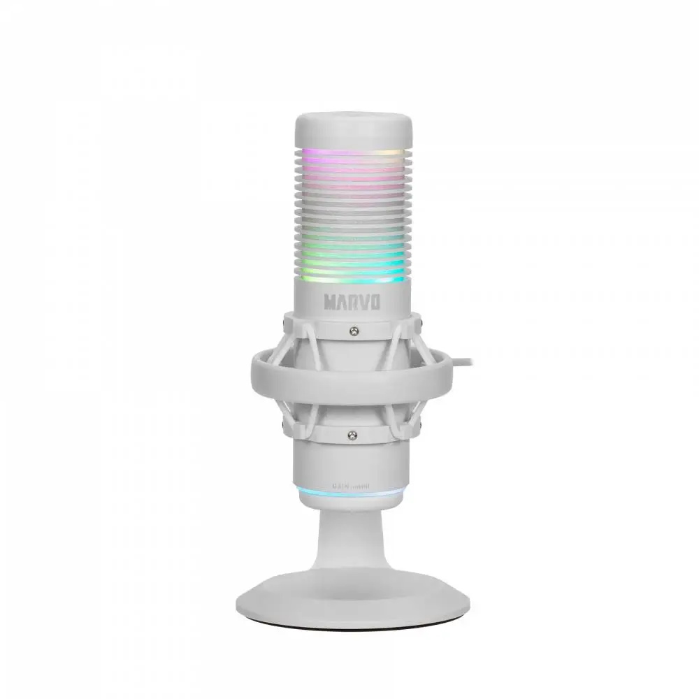 Marvo Геймърски микрофон Gaming USB Microphone Blast 60 White - MIC-07 WH - USB, RGB