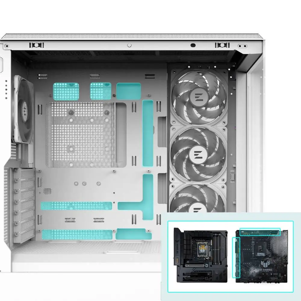 Zalman кутия Case ATX - P50 DS White - Digital Display, Addressable RGB