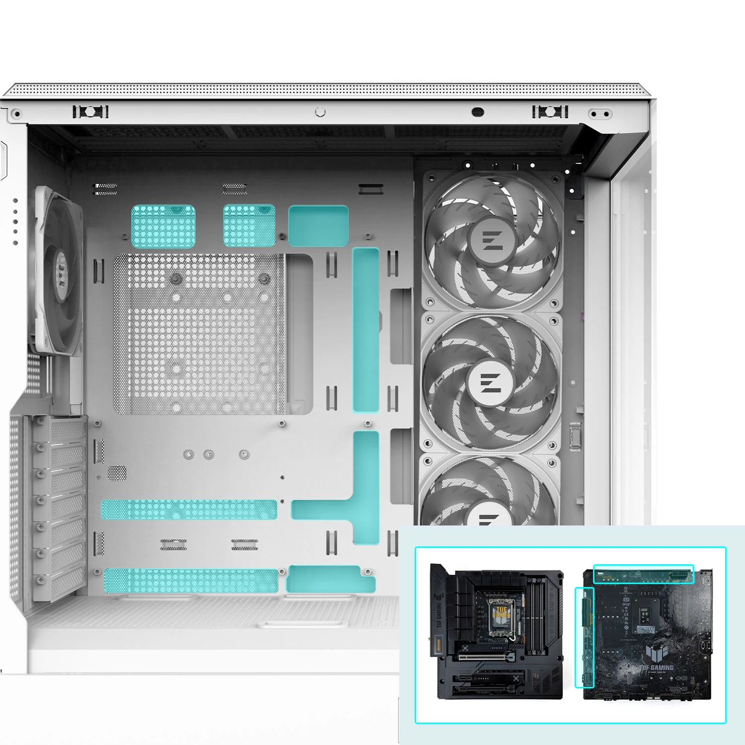 Zalman кутия Case ATX - P50 DS White - Digital Display, Addressable RGB