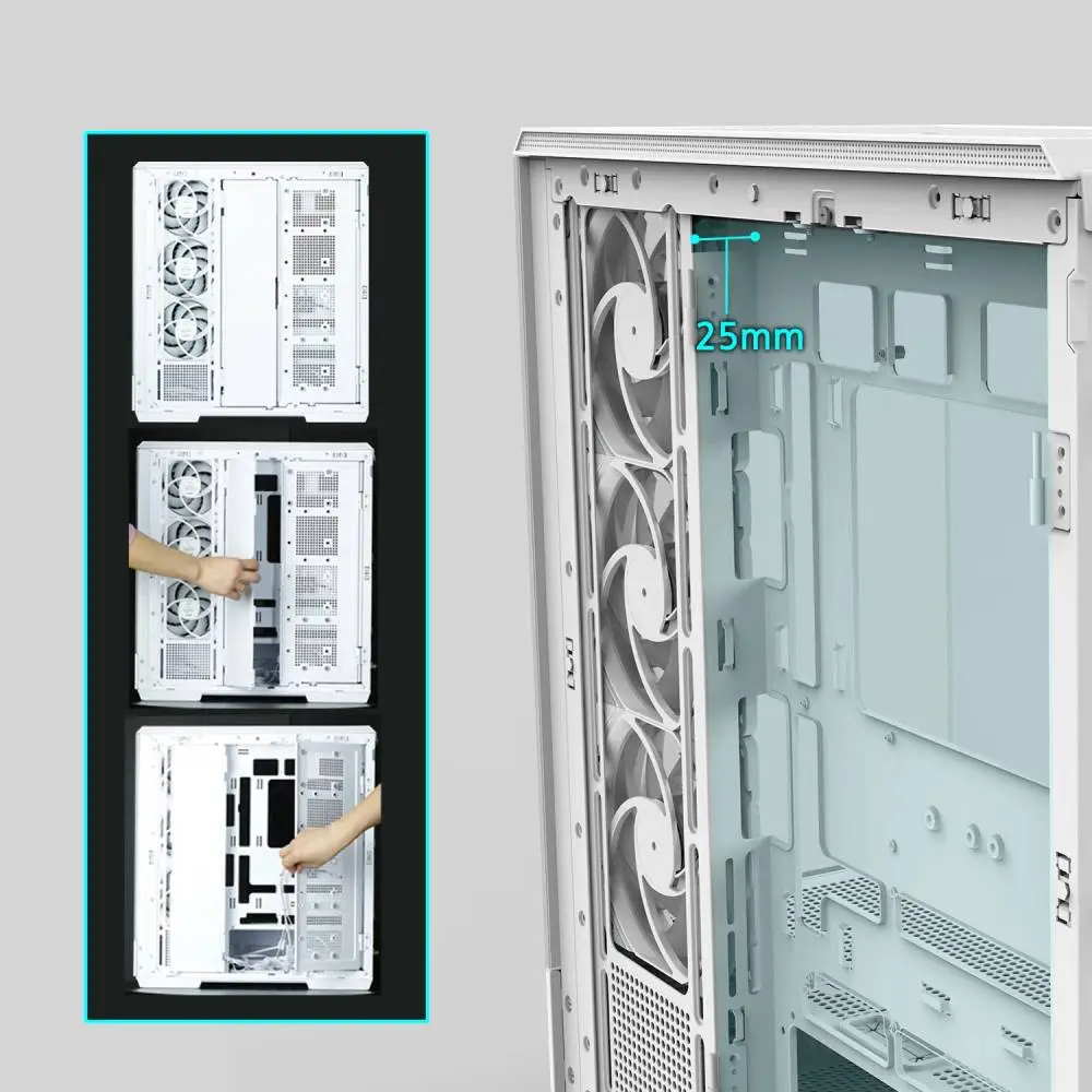 Zalman кутия Case ATX - P50 DS White - Digital Display, Addressable RGB