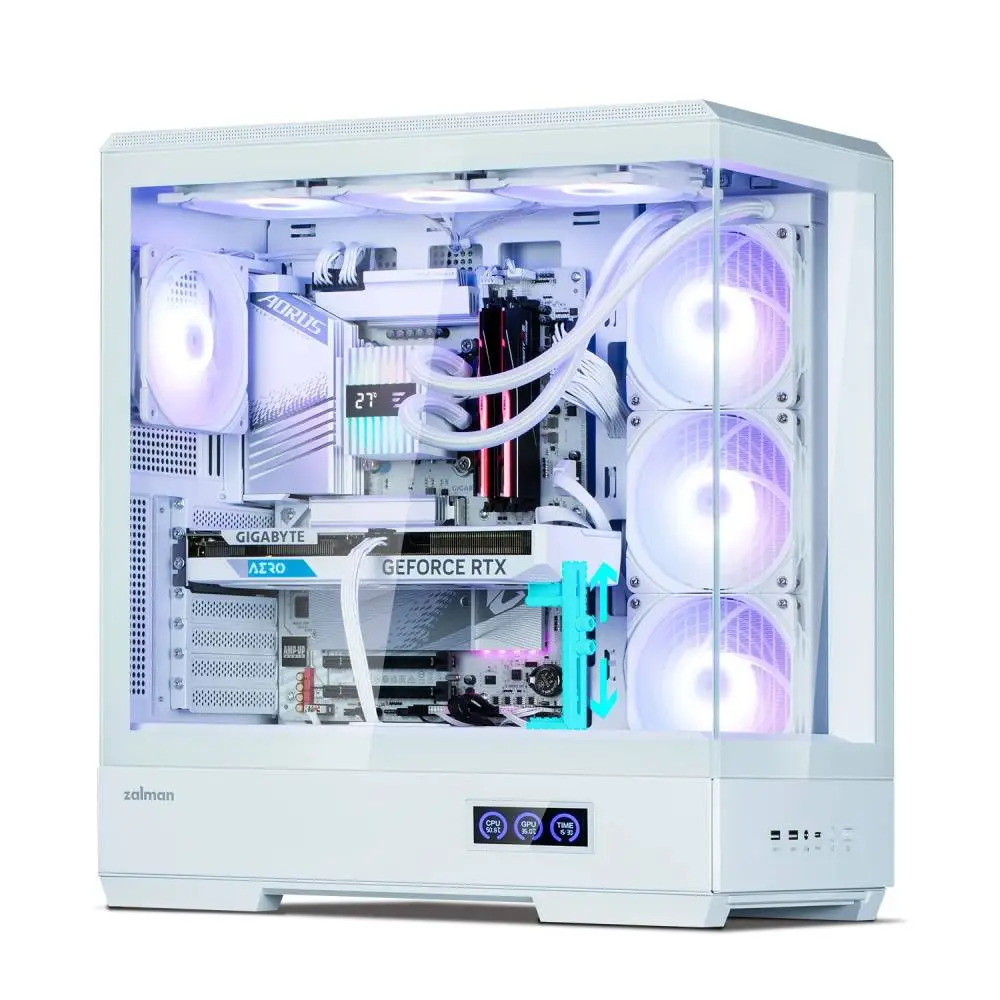 Zalman кутия Case ATX - P50 DS White - Digital Display, Addressable RGB