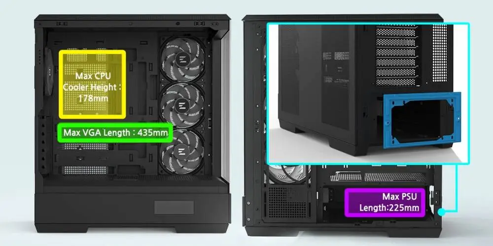 Zalman кутия Case ATX - P50 DS Black - Digital Display, Addressable RGB
