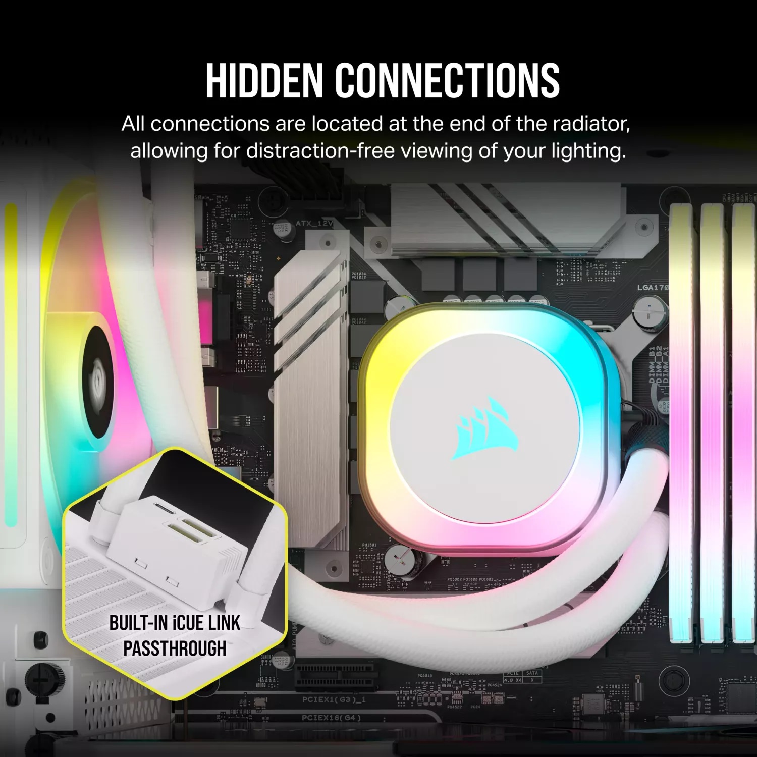 Водно охлаждане за процесор Corsair iCUE LINK H150i RGB AIO Liquid CPU Cooler White - CW-9061006-WW 