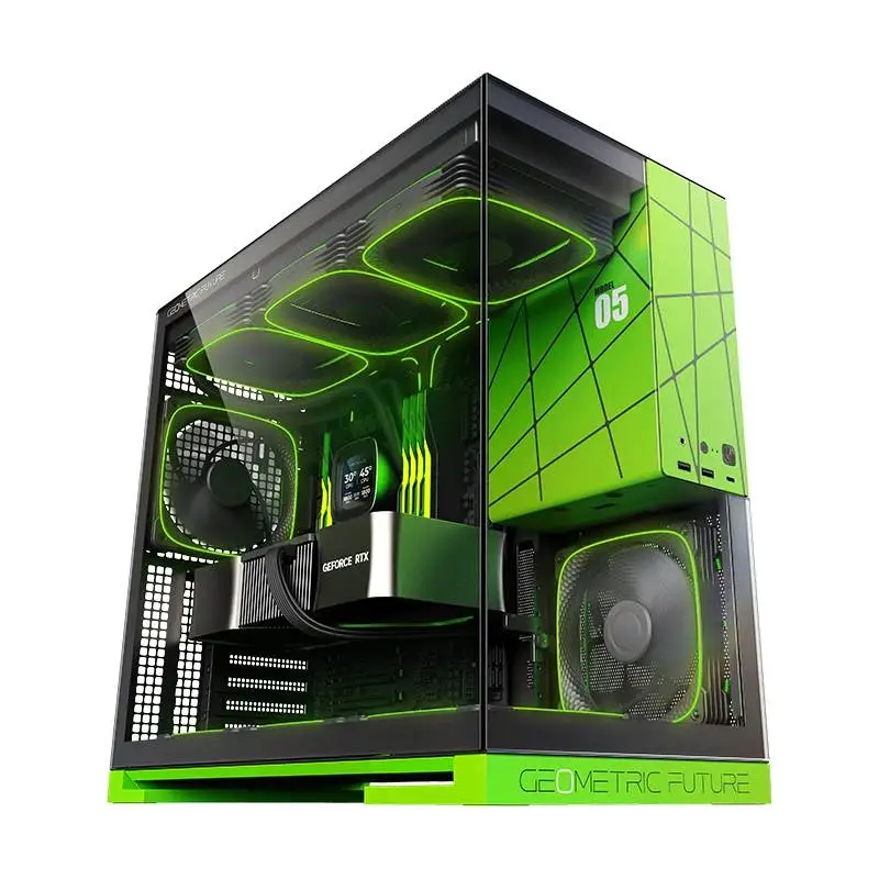 Кутия Geometric Future Model 5 Black/Green Case EATX NVIDIA style limited edition