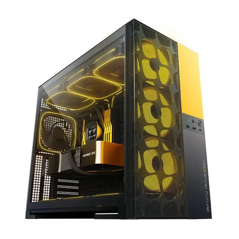 Кутия Geometric Future Model 5 Vent Black/Yellow Case EATX - 1AM5VTBY00100