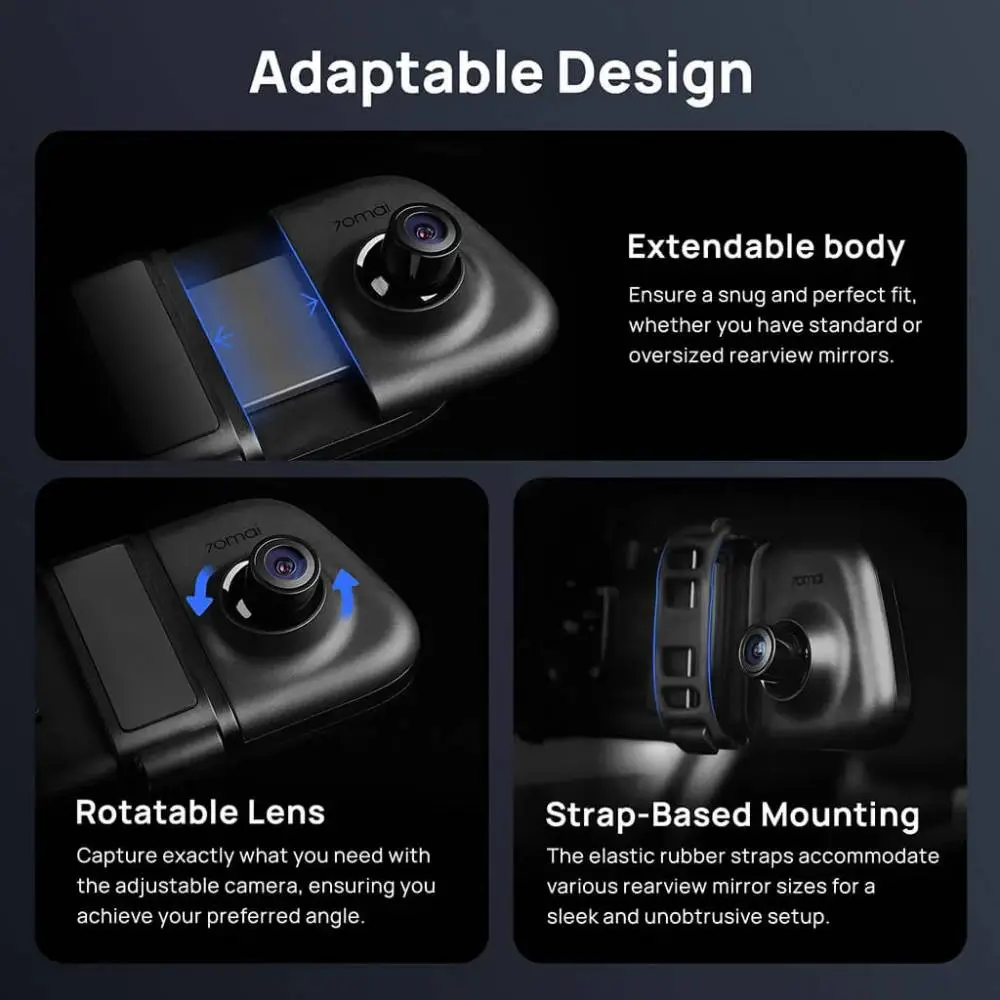 70mai комплект огледало и камера за задно виждане видеорегистратор Rearview Dash Cam 3K HDR Set - S500