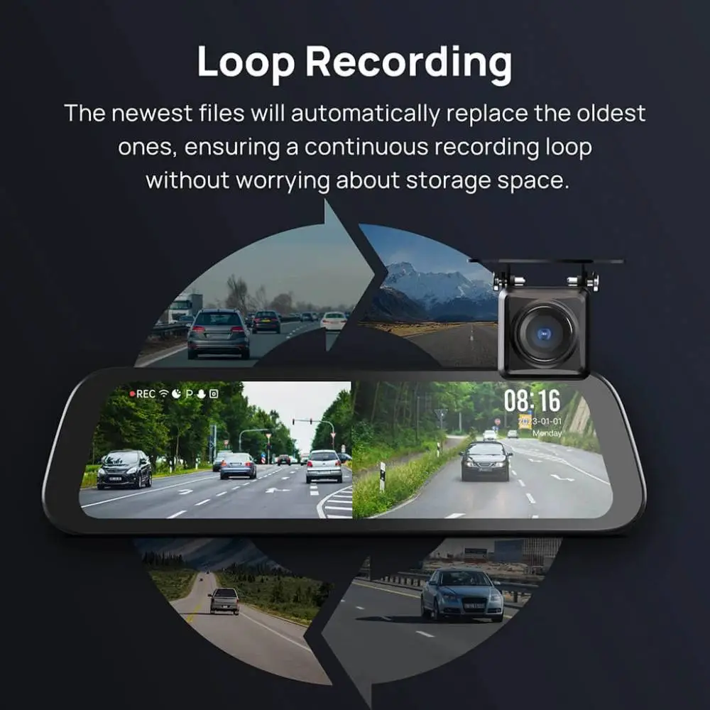 70mai комплект огледало и камера за задно виждане видеорегистратор Rearview Dash Cam 3K HDR Set - S500