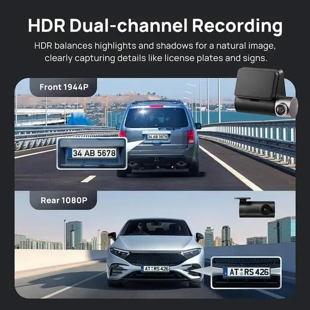 70mai Видеорегистратор Dash Cam HDR Set A510-1, Rear Cam included