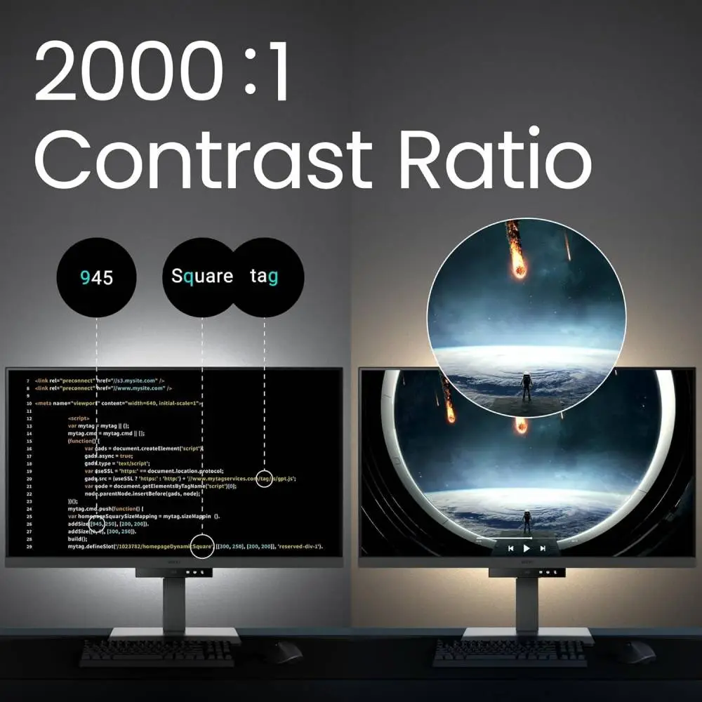 Монитор BenQ RD320U 31.5" IPS, 3:2, 3840x2160, 5ms, Nano Matte, HDR 400, MoonHalo, B.I. Gen2, KVM Switch, DualView Plus, PIP/PBP, 2x HDMI 2.0, DP 1.4 x1, USB-C 90W x1, USB HUB, Speakers 2Wx2 - 9H.LMSLA.TBE