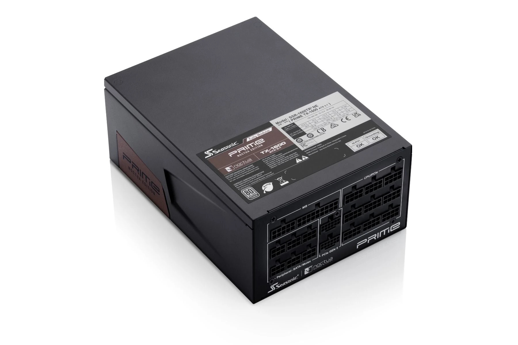 Захранване Seasonic PRIME NOCTUA EDITION TX-1600 PSU 1600W 80 Plus Titanium ATX 3.1 PCIe Gen 5 - SSR-1600TR2-NE