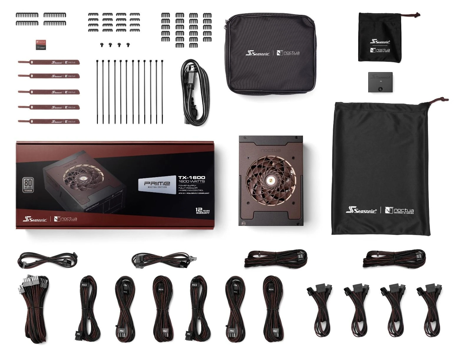 Захранване Seasonic PRIME NOCTUA EDITION TX-1600 PSU 1600W 80 Plus Titanium ATX 3.1 PCIe Gen 5 - SSR-1600TR2-NE