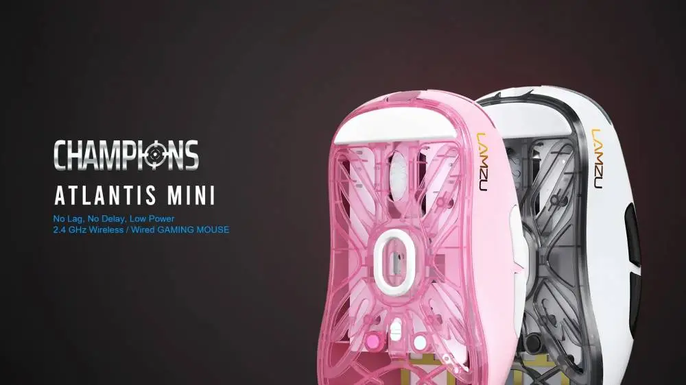 Геймърска мишка Lamzu ATLANTIS MINI [Champion Edition] 1K (8K compatible) - Light Pink