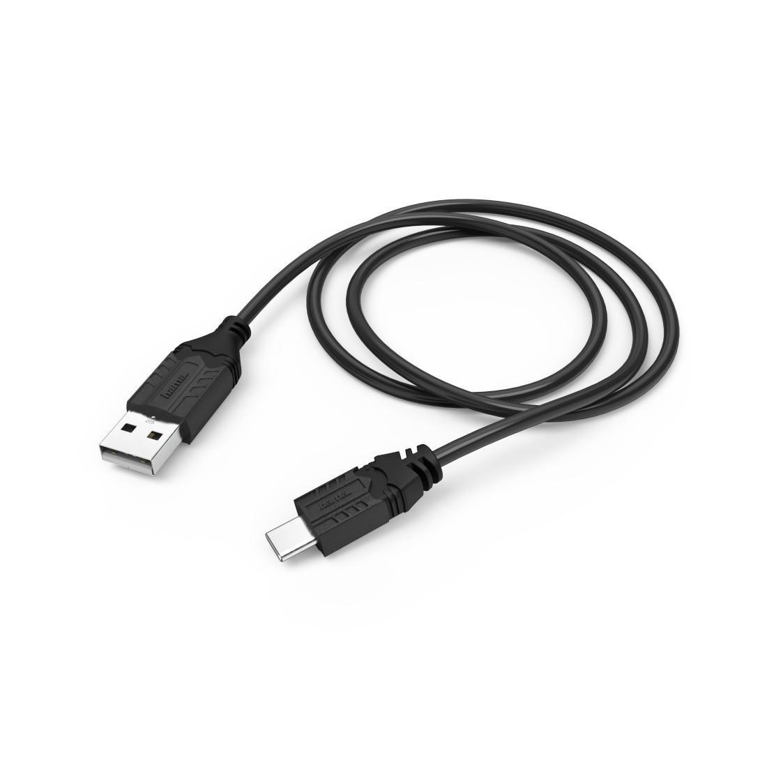 Кабель HAMA USB-A мужской - USB-C мужской для зарядки SONY PS5, 0.75 m, Черный
