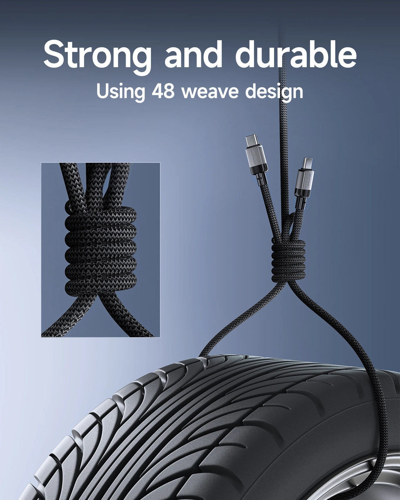 Acefast Кабел USB-C to USB-C Cable 60W Nylon Braided 1.20m  - C9-03 - Black