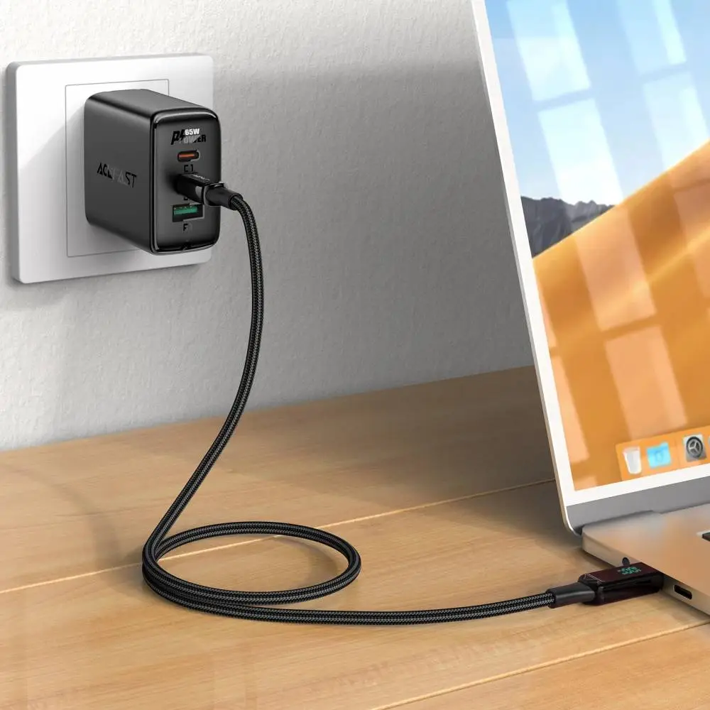 Acefast Кабел USB-C to USB-C Cable 100W 2m with digital display - C6-03 - Black