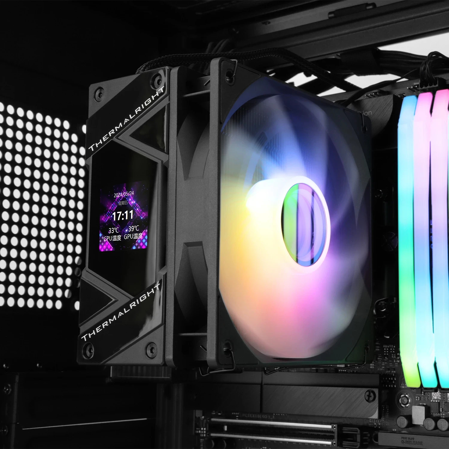 Охладител за процесор Thermalright Cooler Assassin Spirit 120 Vision A-RGB Black - LCD Display, Infinity Mirror