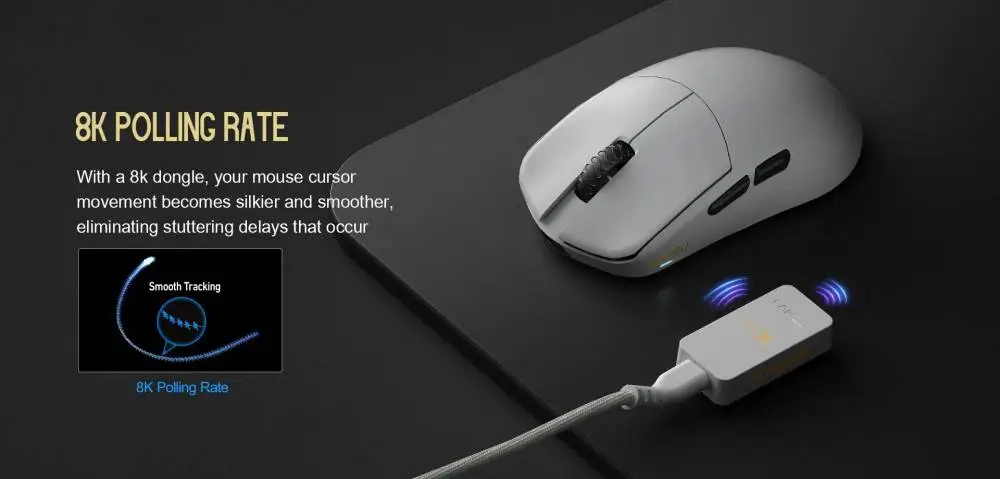 Геймърска мишка Lamzu MAYA X 8K - Wireless Gaming Mouse - Cloud Grey