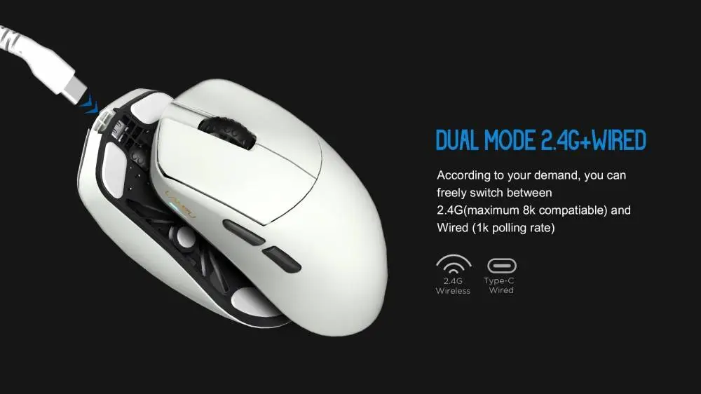 Геймърска мишка Lamzu MAYA X 8K - Wireless Gaming Mouse - Cloud Grey