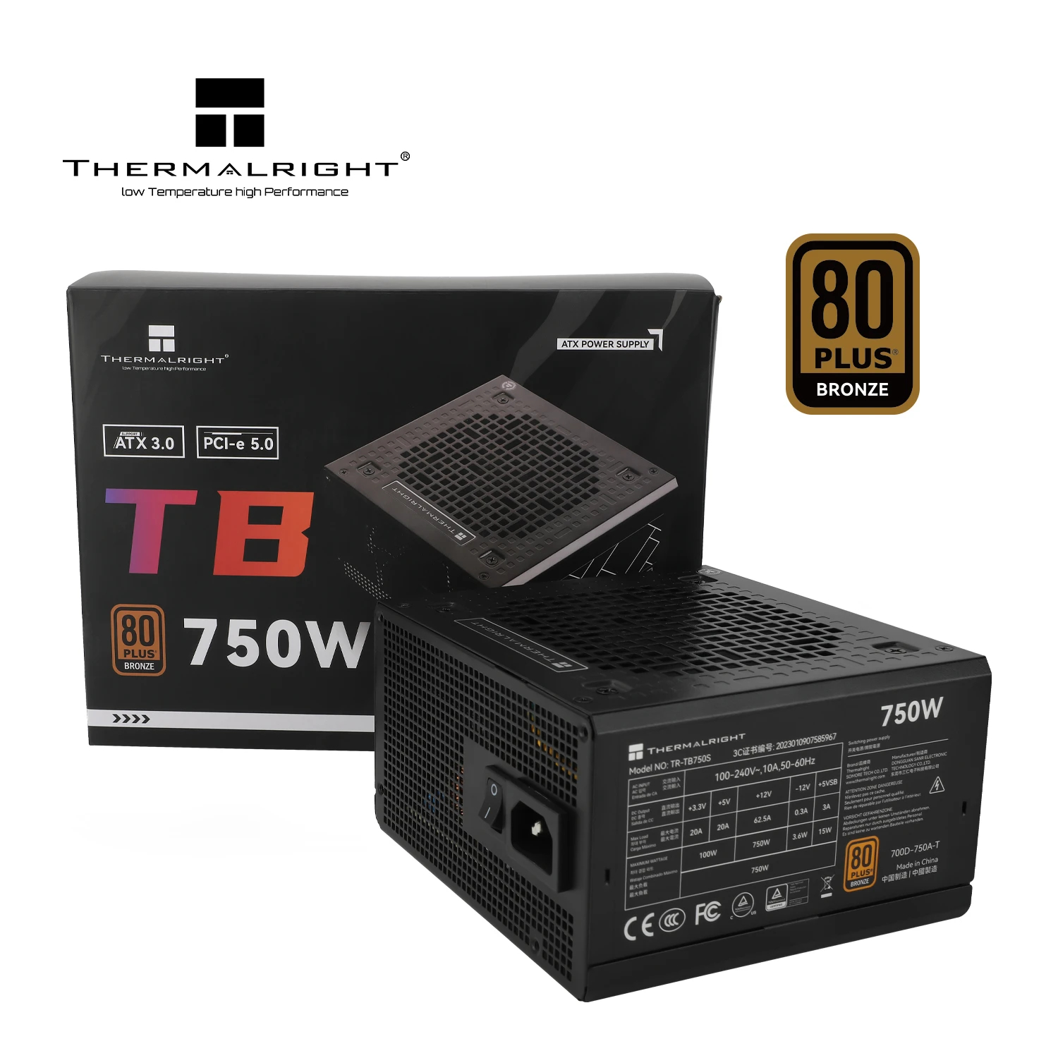 Захранване Thermalright TR-TB750S ATX 3.0 750W 80 Plus Bronze PSU
