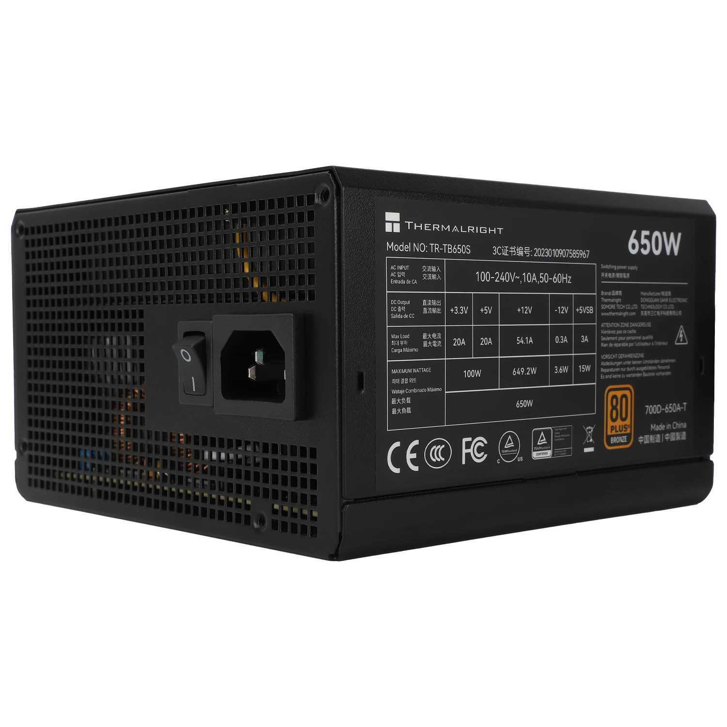 Захранване Thermalright TR-TB650S PSU 650W 80 Plus Bronze