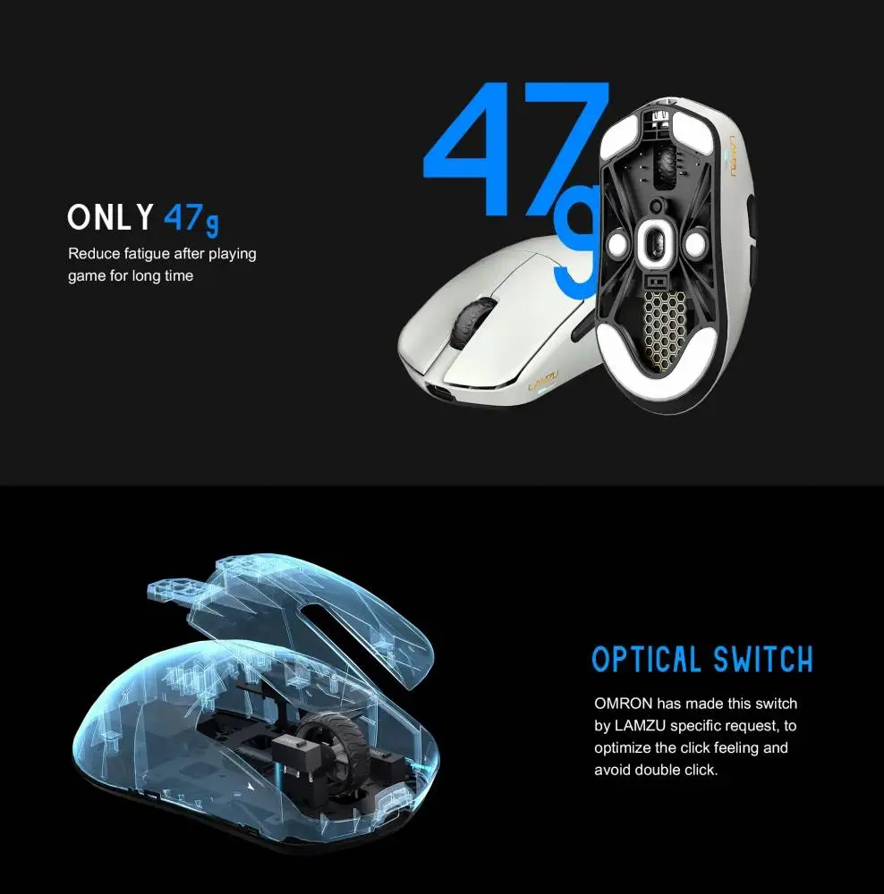 Геймърска мишка Lamzu MAYA X 8K - Wireless Gaming Mouse - Purple Shadow