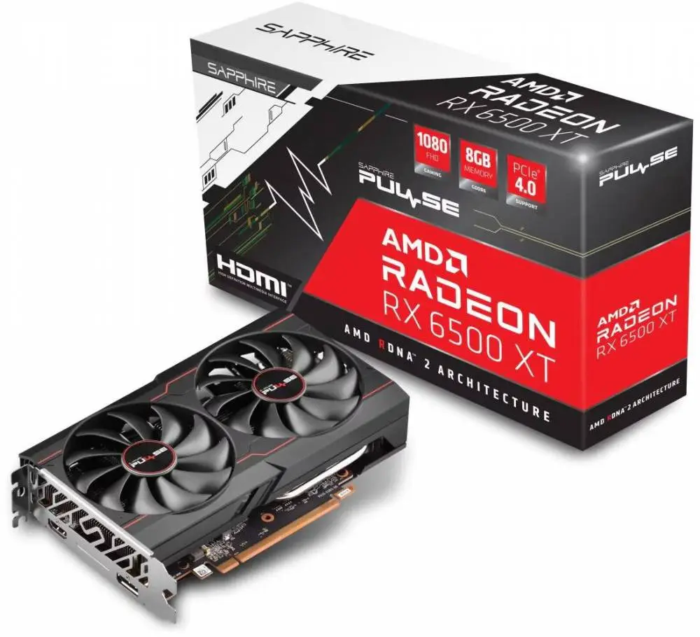 Видео карта Sapphire Pulse AMD Radeon RX 6500 XT GAMING OC 8GB GDDR6 - 11314-08-20G