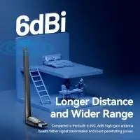 Безжичен адаптер Vention WiFi USB adapter Dual Band, 650Mbps, Black - KDTB0