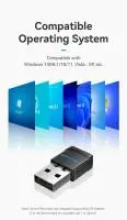 Безжичен адаптер Vention WiFi USB adapter Dual Band, 650Mbps, Black - KDSB0