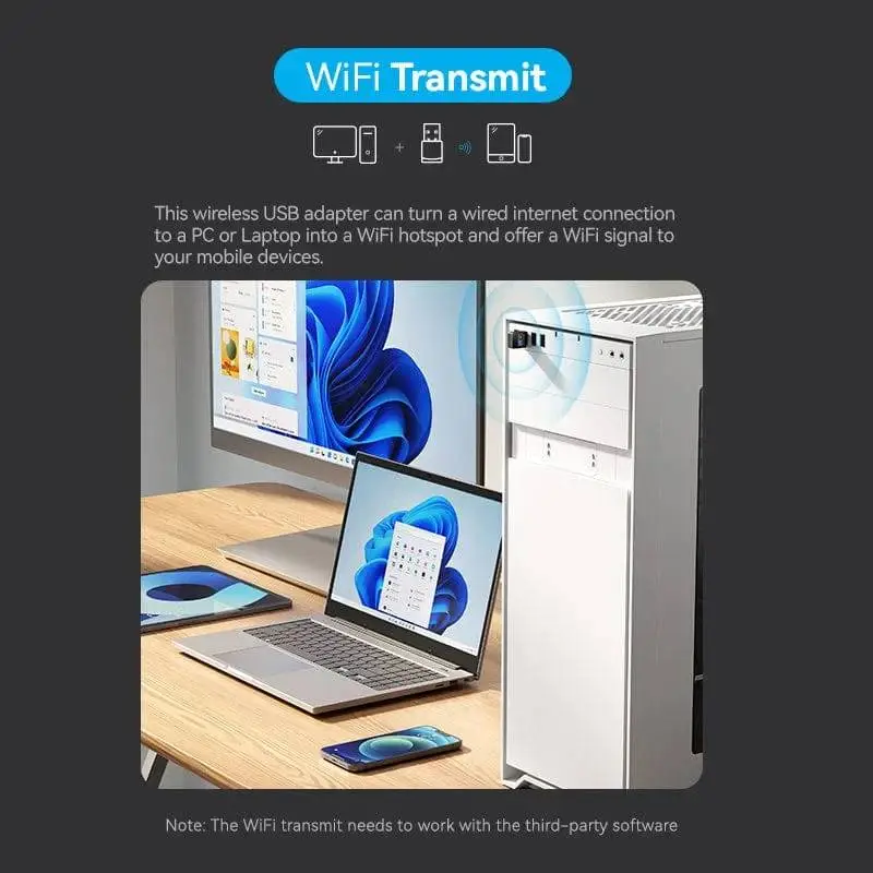 Безжичен адаптер Vention WiFi USB adapter, 200Mbps, 802.11n, Black - KDRB0