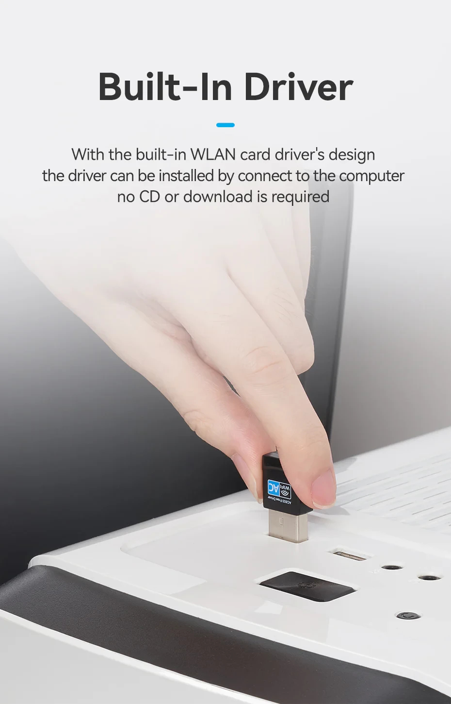 Безжичен адаптер Vention WiFi USB adapter, 200Mbps, 802.11n, Black - KDRB0