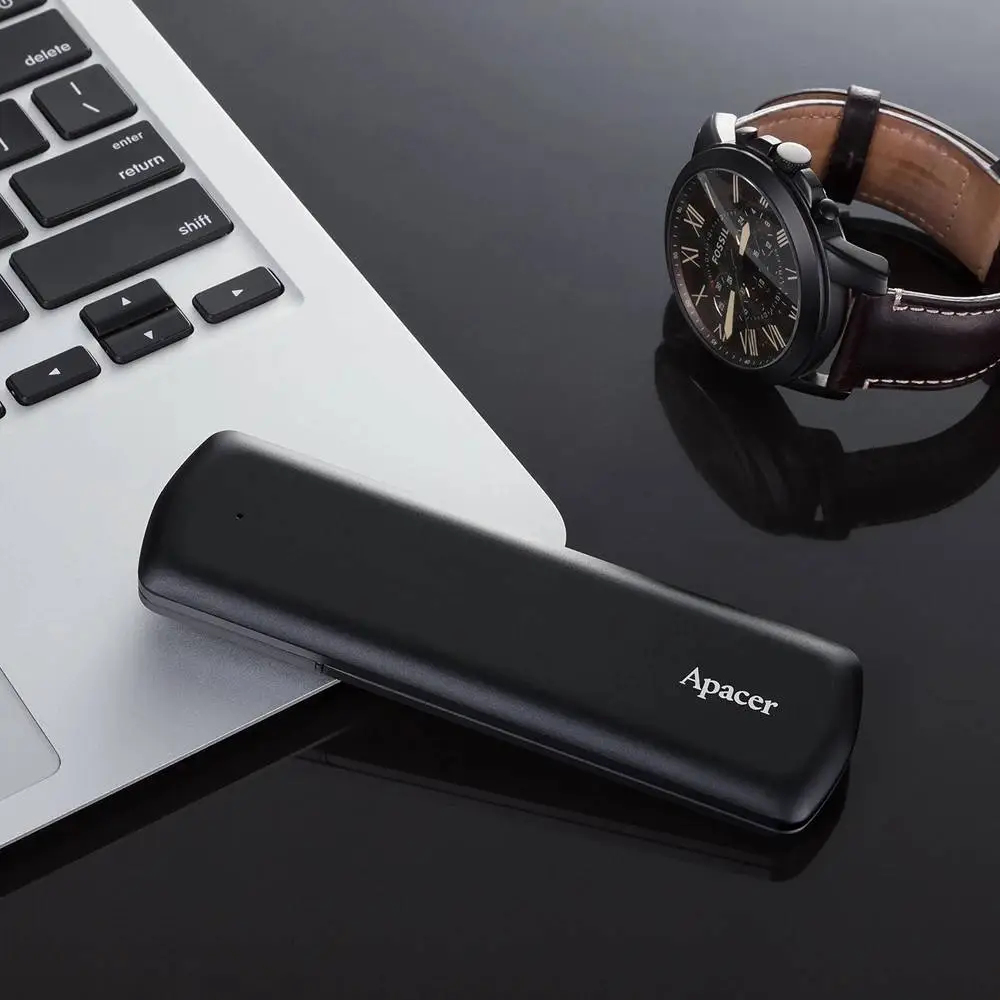 Външен диск Apacer Portable SSD AS721 500GB USB-C 3.2 Gen 2/USB-A 3.2 Gen 1, Military-Grade, Shockproof, Black