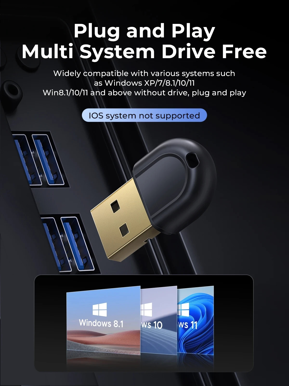 Orico блутут адаптер Bluetooth 5.0 USB adapter, black - BTA-53-BK