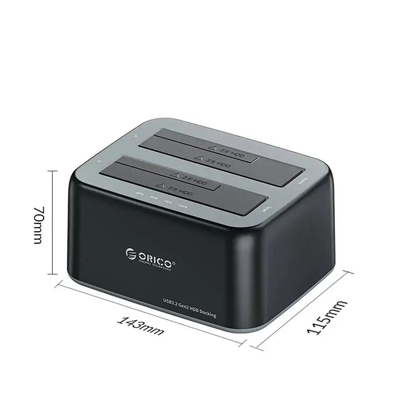 Orico docking station Storage - HDD/SSD Dock - 2 BAY 2.5/3.5 USB-C/USB-A - 6829C3-V1
