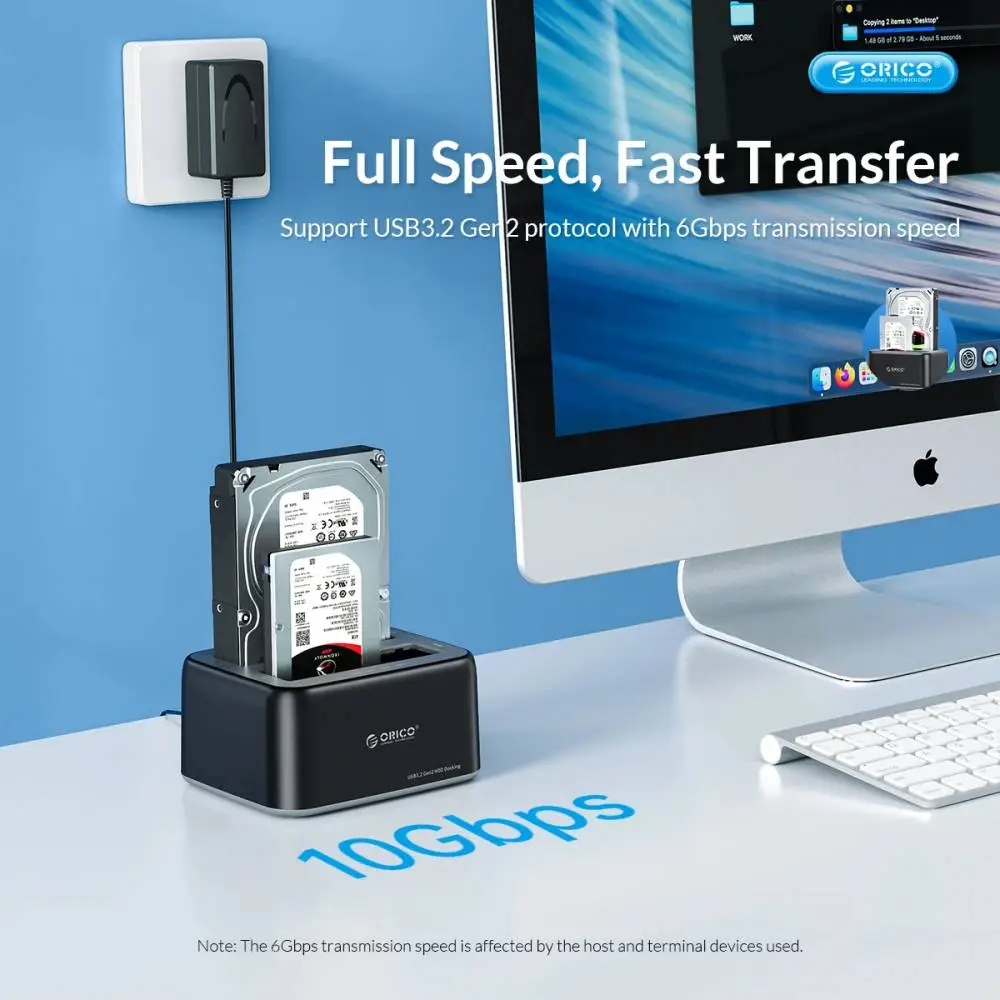 Orico docking station Storage - HDD/SSD Dock - 2 BAY 2.5/3.5 USB-C/USB-A - 6829C3-V1