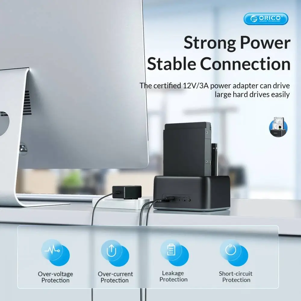 Orico docking station Storage - HDD/SSD Dock - 2 BAY 2.5/3.5 USB-C/USB-A - 6829C3-V1