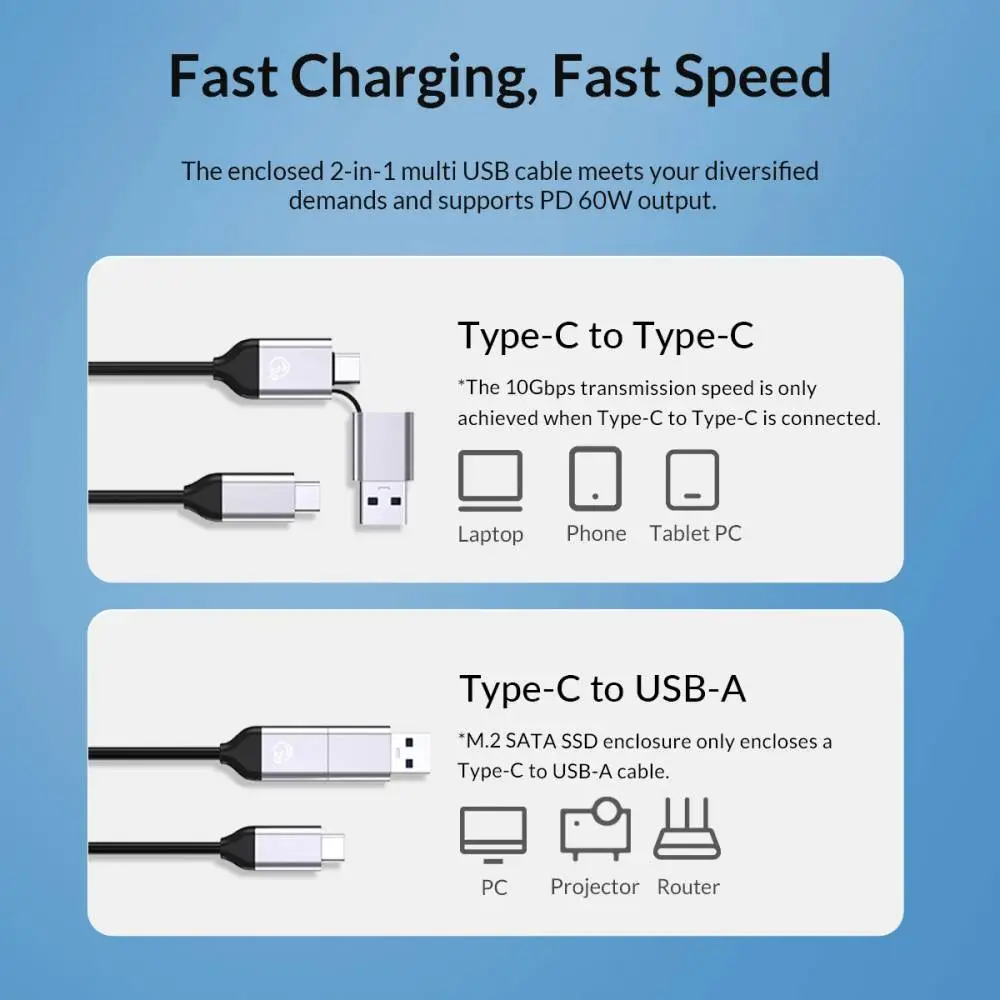 Orico докинг станция Storage - HDD/SSD Dock - 2 BAY 2.5/3.5 USB-C/USB-A - 6829C3-V1