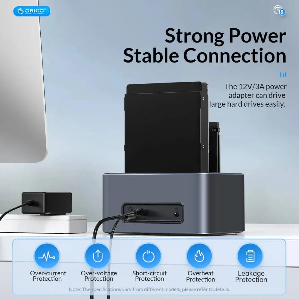Orico докинг станция Storage - HDD/SSD Dock - 2 BAY Offline Clone 2.5/3.5 USB-C/USB-A - 6626C3-C-V1