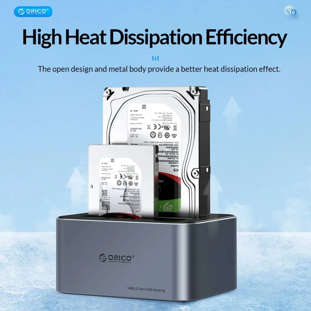 Orico докинг станция Storage - HDD/SSD Dock - 2 BAY Offline Clone 2.5/3.5 USB-C/USB-A - 6626C3-C-V1