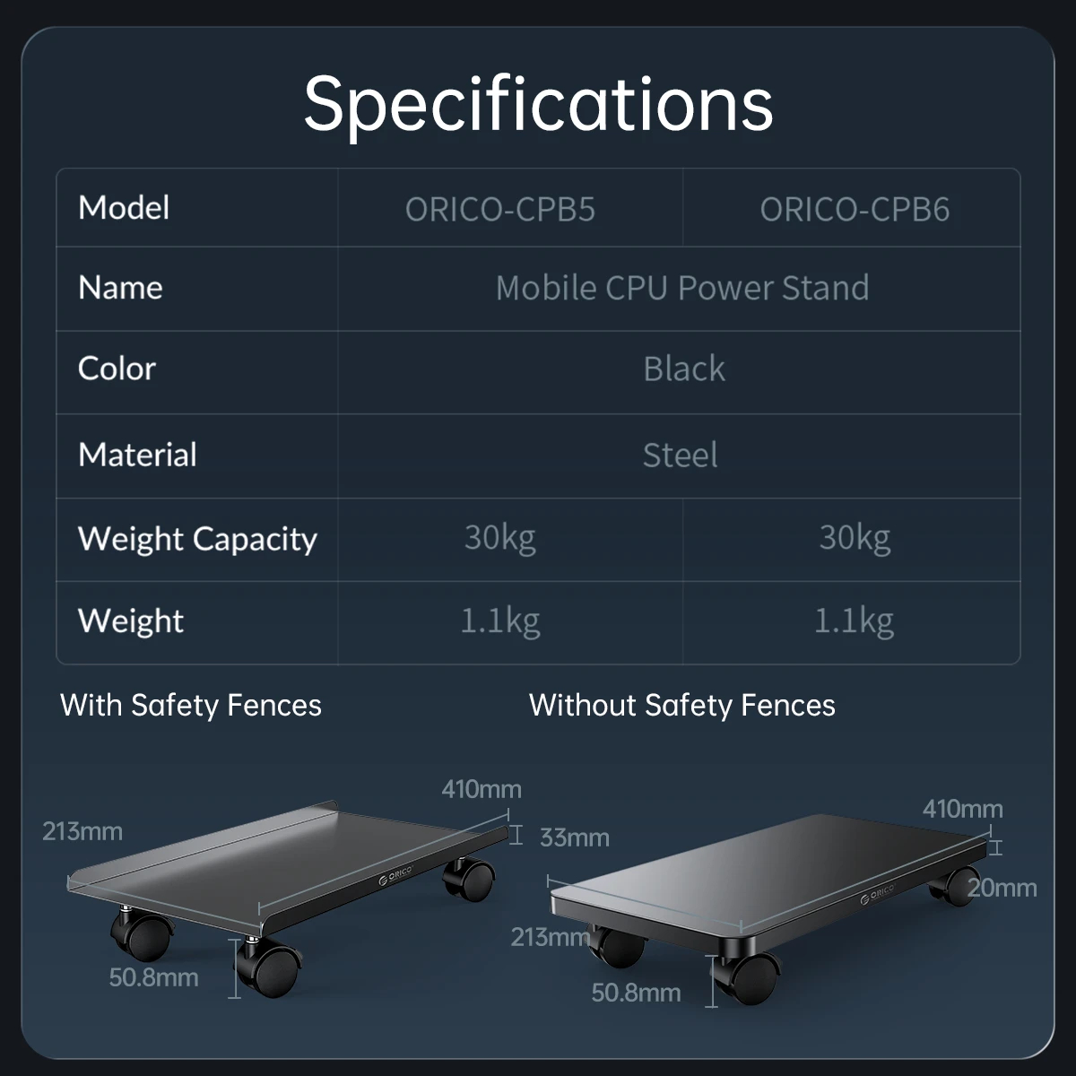 Orico поставка за компютър PC Stand - Computer Bracket - Water Resistant, Black - CPB6-BK