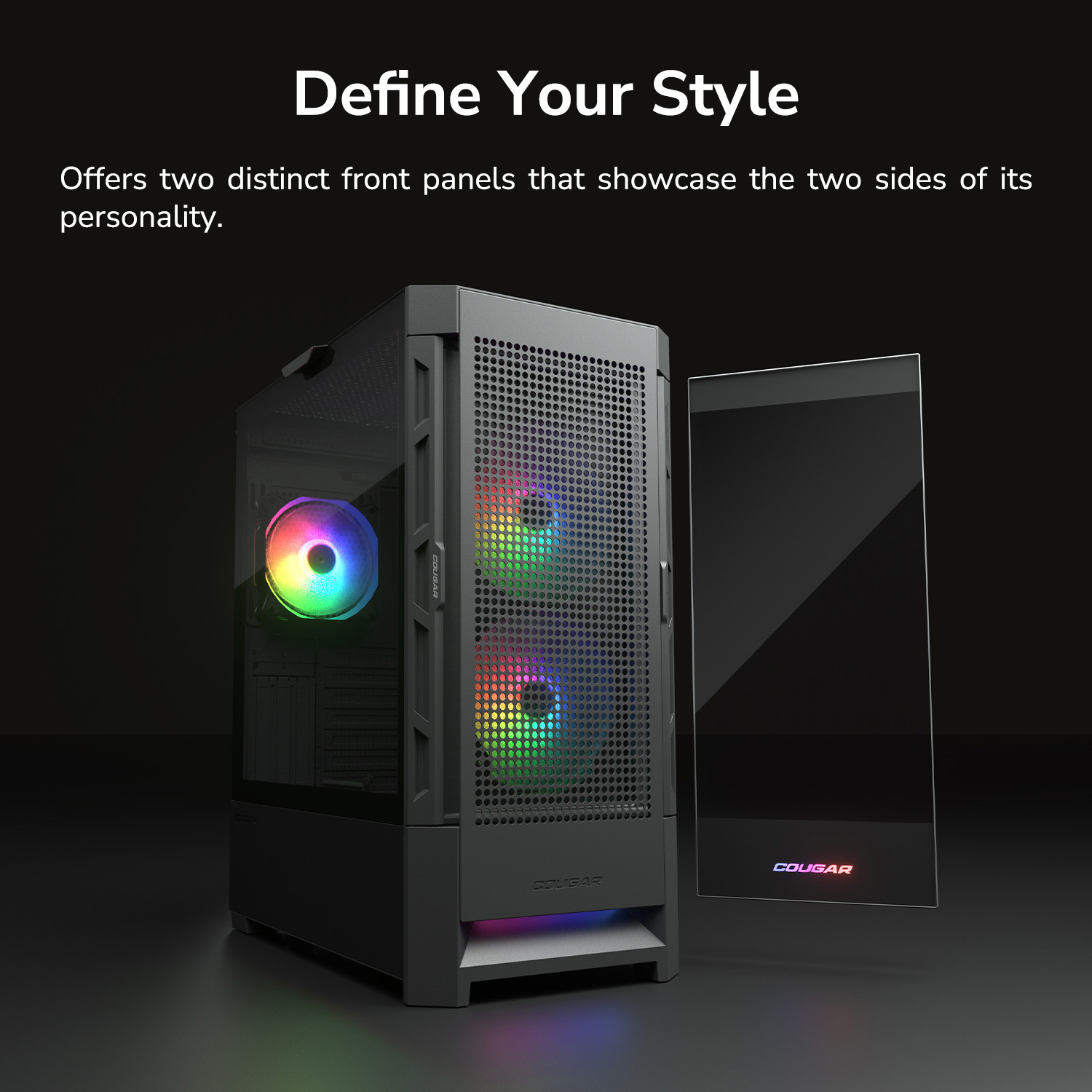 Кутия COUGAR DUOFACE RGB Mid-Tower Case Black - CGR-5ZD1B-RGB