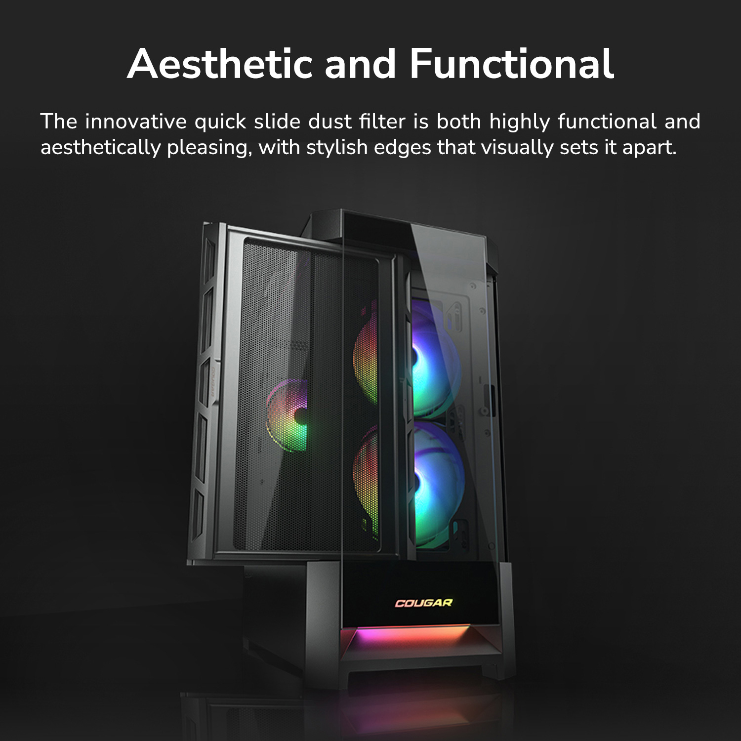 Кутия COUGAR DUOFACE RGB Mid-Tower Case Black - CGR-5ZD1B-RGB